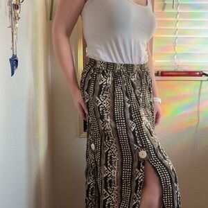 Brown and White Patterned Women's Skirt